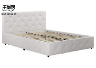 King Size Slatted Bed Base , Diamond Cluster White Double Platform Bed