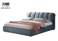 Soft Linen Fabric Bed , Comfortable Platform Bed With Removable Pillows