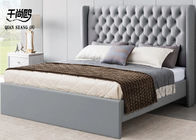 Button Tufted Upholstered Bed , Dutch Velvet King Size Double Bed