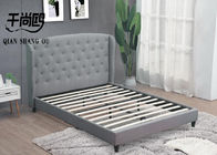 High Wing Backrest Bed , wood bed frame with upholstered headboard