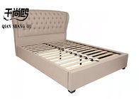 Black Fabric Platform Tufted Bed Queen Size / Upholstered Wingback Platform Bed