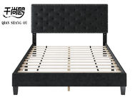 Comfortable Fabric Upholstered Beds / Stitching Platform Bed Pull Button Design