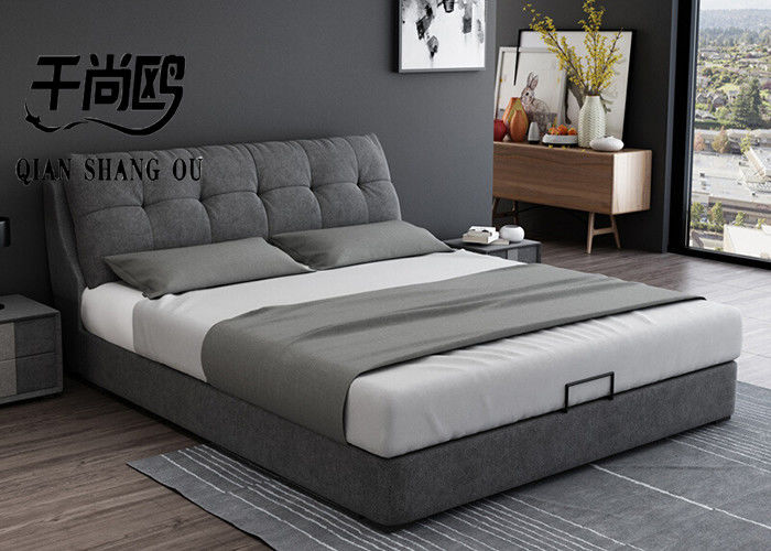 Luxury Multifunctional Upholstered Storage Platform Bed / Tatami With Fabric Cover